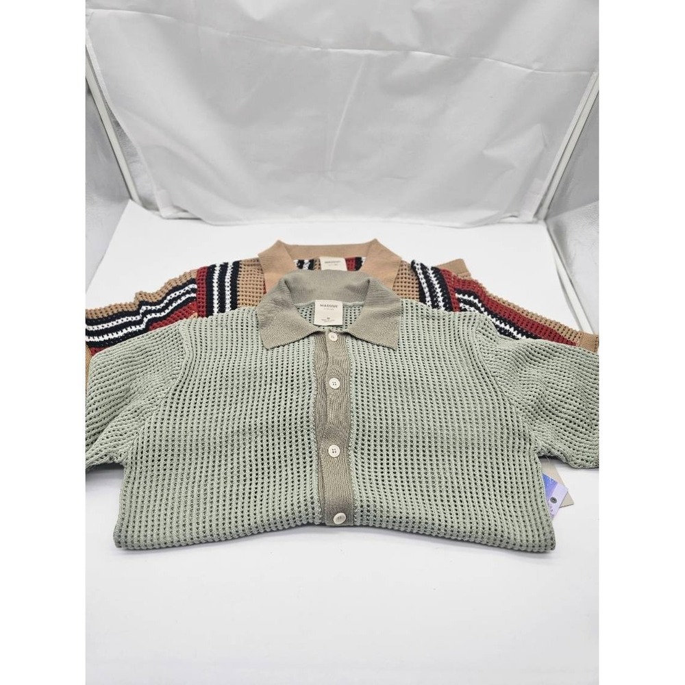 NWT Massive Luxury Mens Sweater Bundle (2) Knit Crochet Striped Cotton Medium